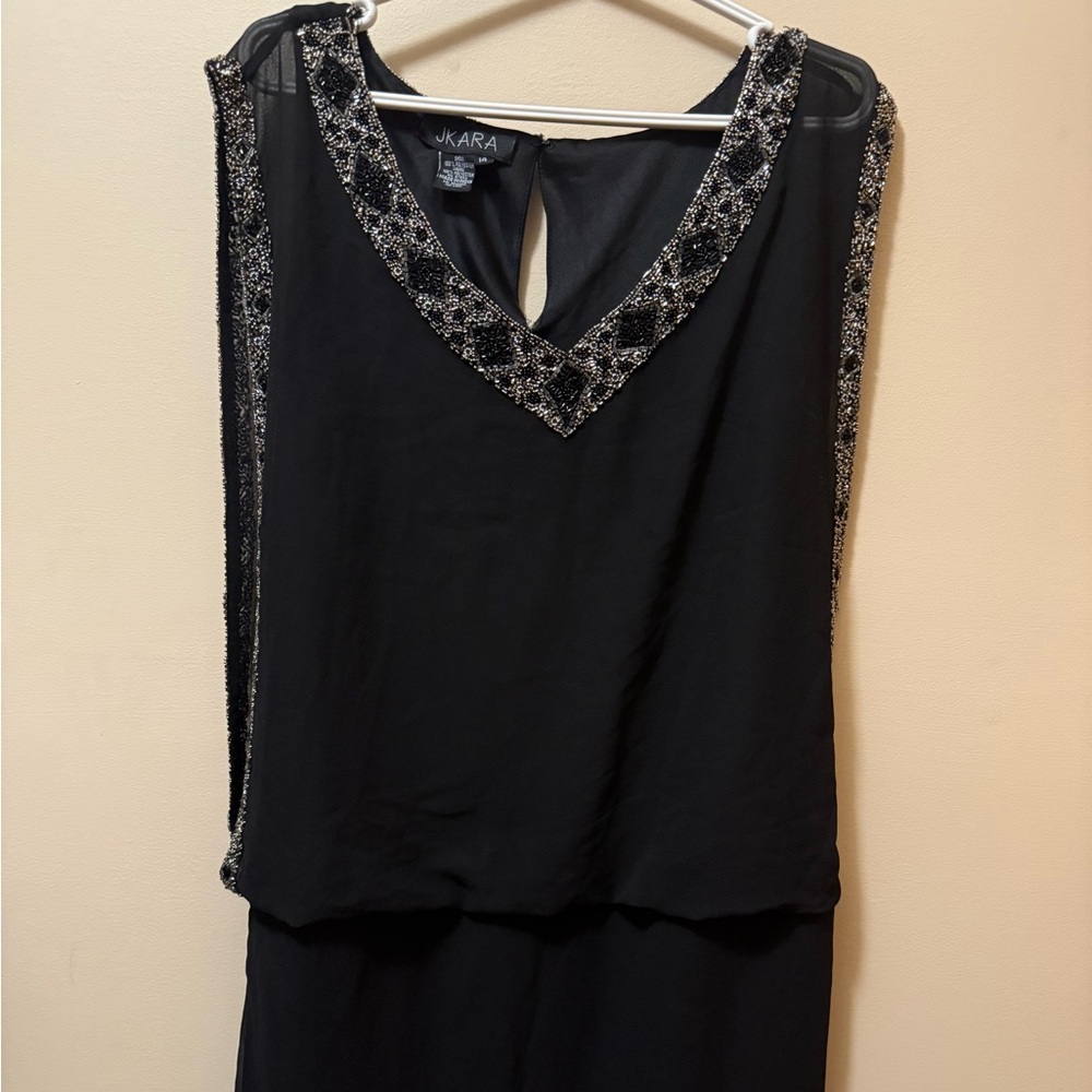 J Kara Black Mini Dress with Silver Detailing